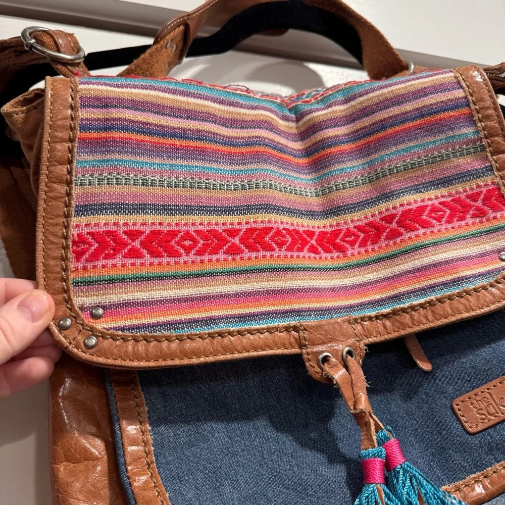The Sak Ventura‎ Convertible Backpack Leather and Embroidered Boho Festival